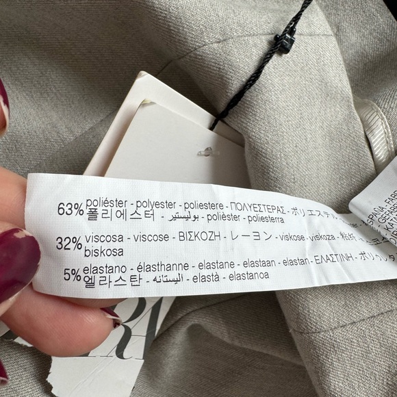 NWT ZARA Flare with cuts Women’s pants Medium Grey tan high rise - Picture 5 of 8